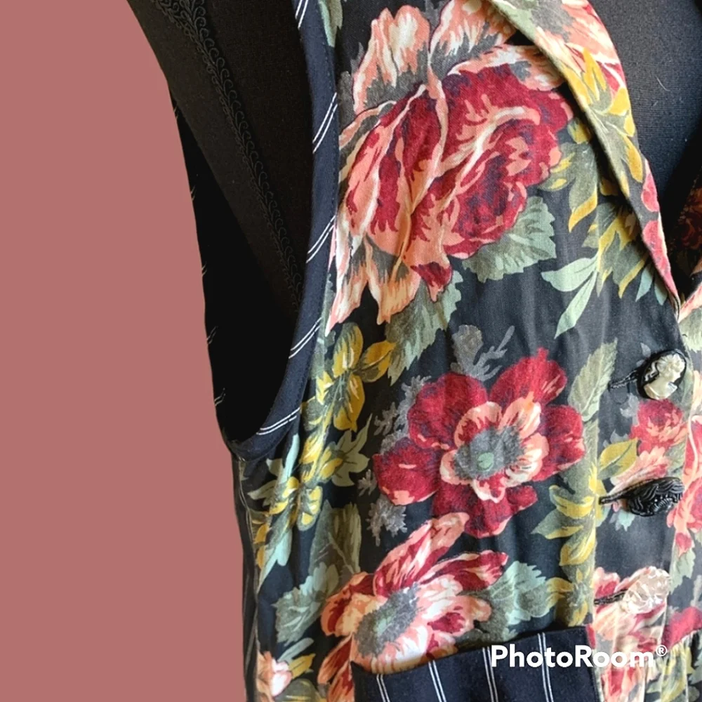 Vtg 90s cottagecore mixed print maxi dress - Picture 5 of 9